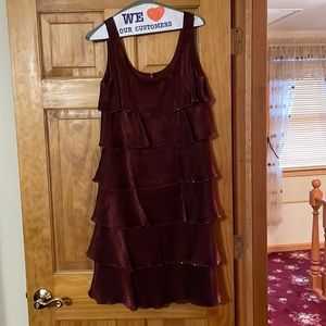 Burgundy dress with beading